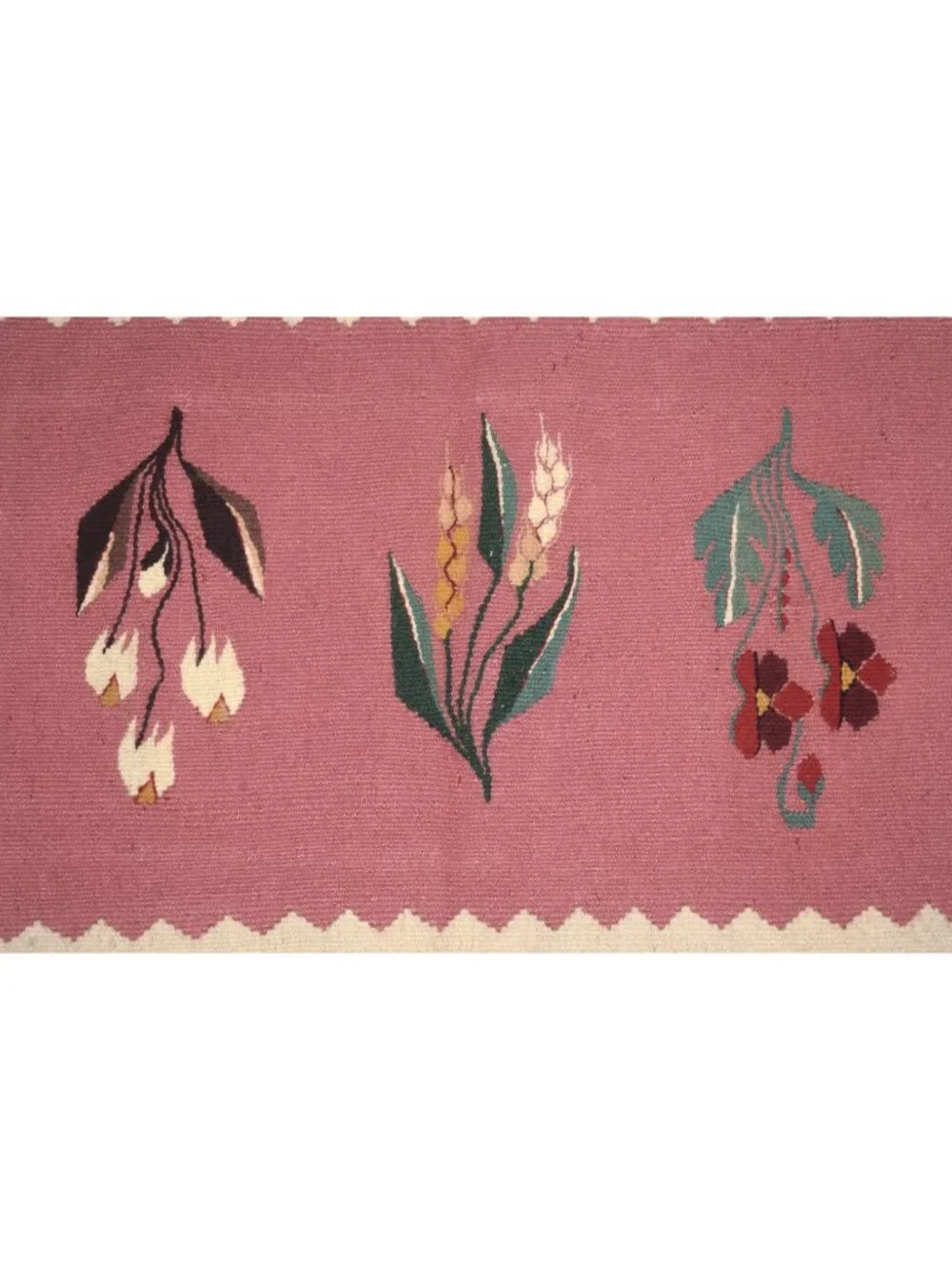 Flemish or Swedish Table Runner Wall Hanging Woven Floral Art Textile Fringe